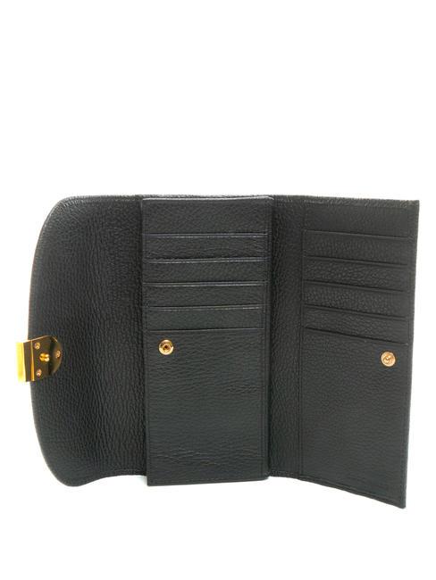 BLOSSOM Large textured leather wallet Black - Women&rsquo;s Wallets
