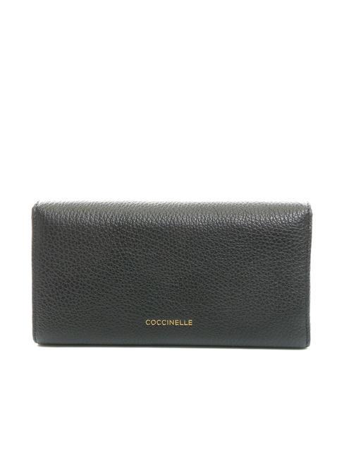 BLOSSOM Large textured leather wallet Black - Women&rsquo;s Wallets