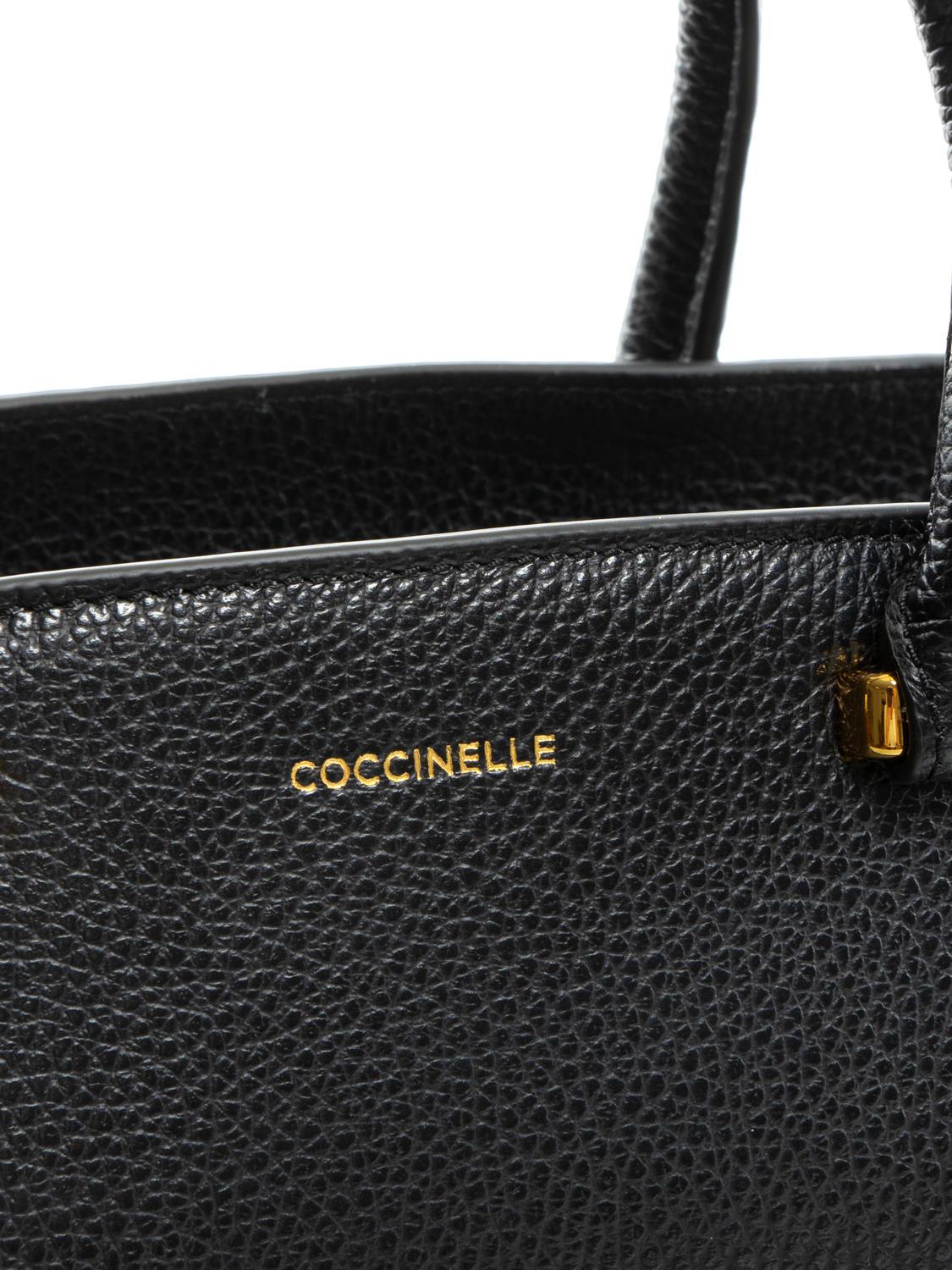 Coccinelle Blossom Hammered Leather Handbag Black Buy At Outlet