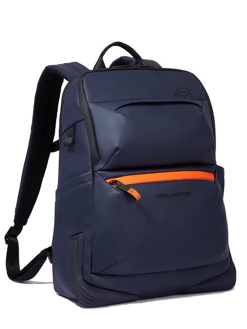 CORNER Backpack in rubberized fabric, 14" laptop holder blue - Laptop backpacks