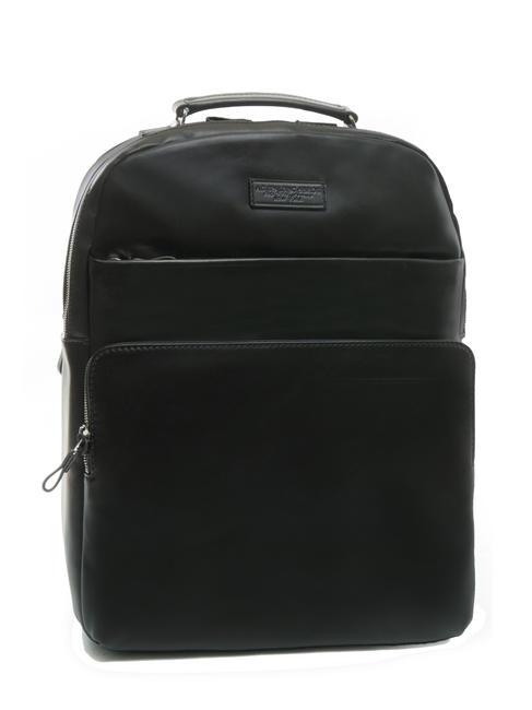ICONIC NEW YORK 15'' leather laptop backpack black - Laptop backpacks