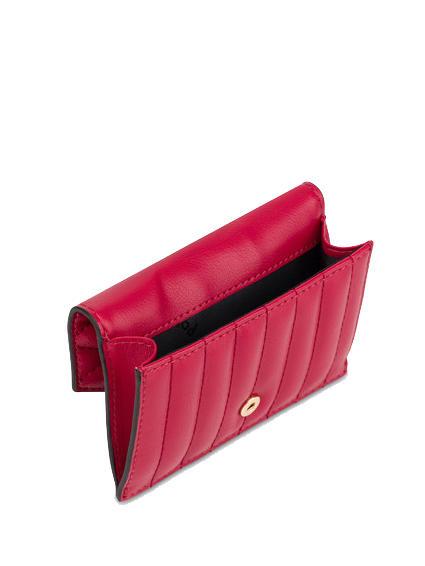 CHECK AND LINES Zip card holder wallet RED - Women’s Wallets