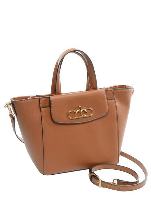 LUCE Tote bag with shoulder strap and metal logo tan - Women’s Bags