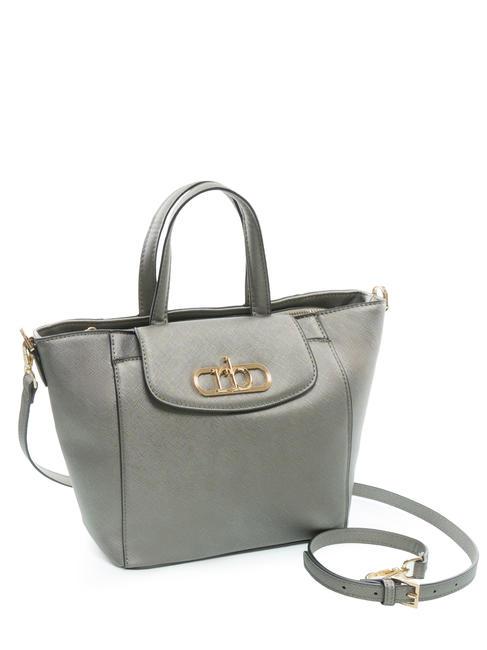 LUCE Tote bag with shoulder strap and metal logo metallic grey - Women&rsquo;s Bags