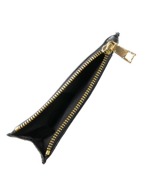 GRAINED Flat card holder with zip Black - Women&rsquo;s Wallets