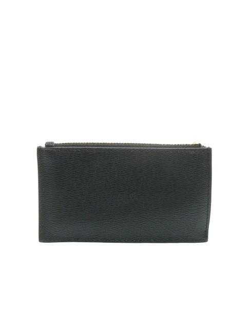 GRAINED Flat card holder with zip Black - Women&rsquo;s Wallets