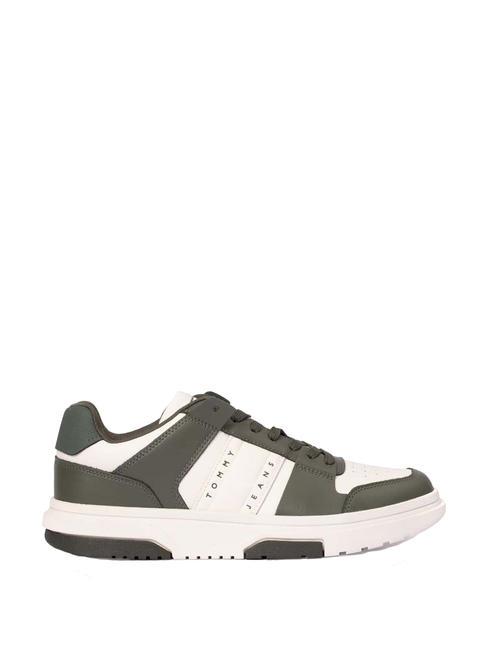 TOMMY JEANS Leather Cupsole Leather sneakers pewter green/ecru - Men&rsquo;s shoes