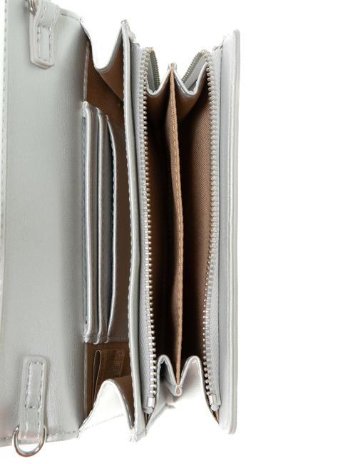 LAMINATED Wallet / Clutch with shoulder strap rolled silver - Women’s Wallets