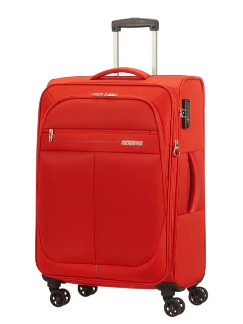 DEEP DIVE Set of 3 trolleys: cabin, medium and large expandable red / gray - Trolley Set