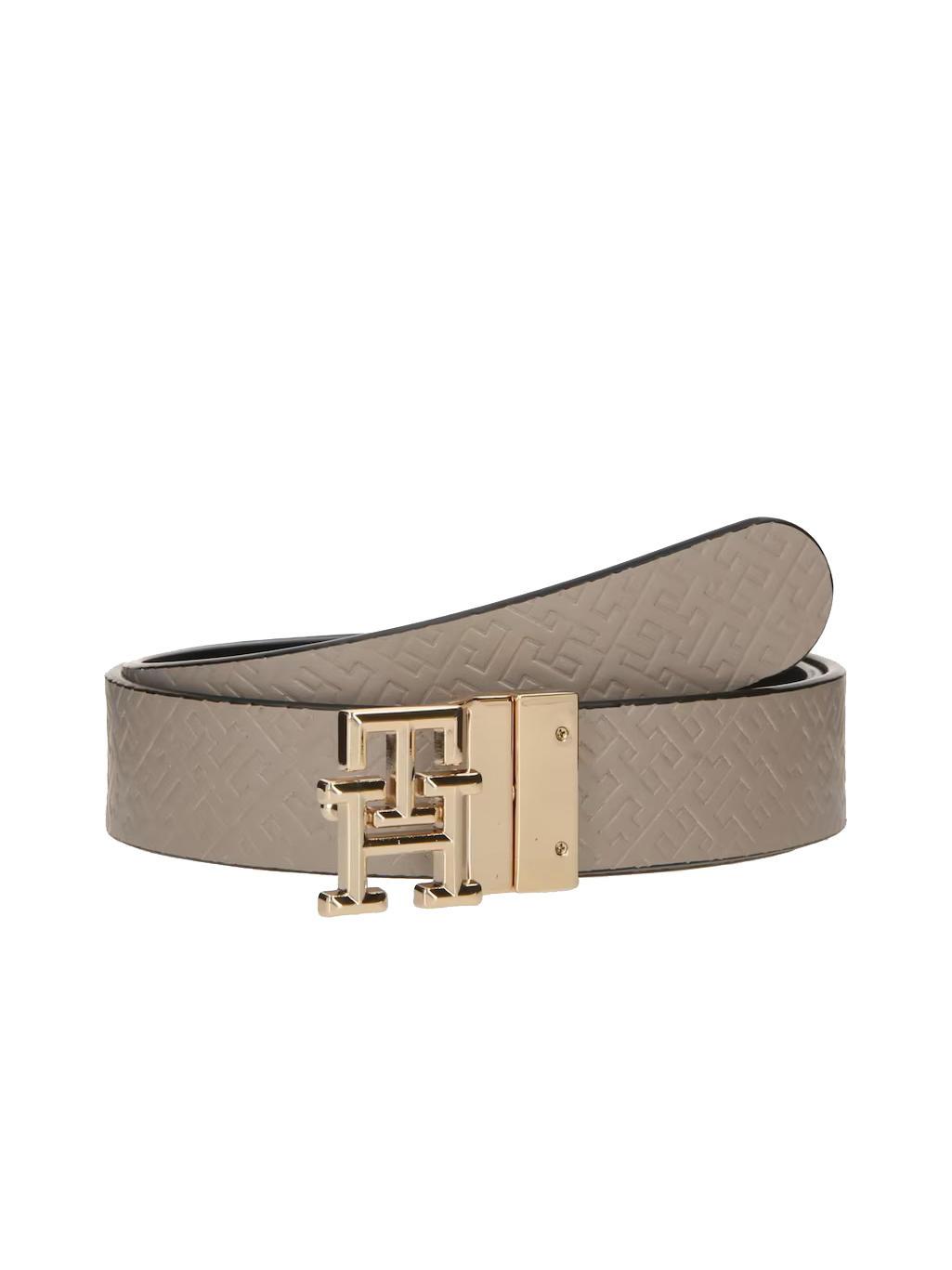Tommy Hilfiger Th Logo Mono Rev Double-Sided Leather Belt Black 