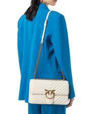 PINKO CLASSIC LOVE ONE Nappa leather bag silk white-antique gold - Women’s Bags - 6