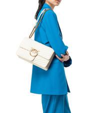 PINKO CLASSIC LOVE ONE Nappa leather bag silk white-antique gold - Women’s Bags - 7