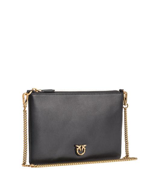 FLAT CLASSIC Clutch bag with chain shoulder strap black-antique gold - Women’s Bags
