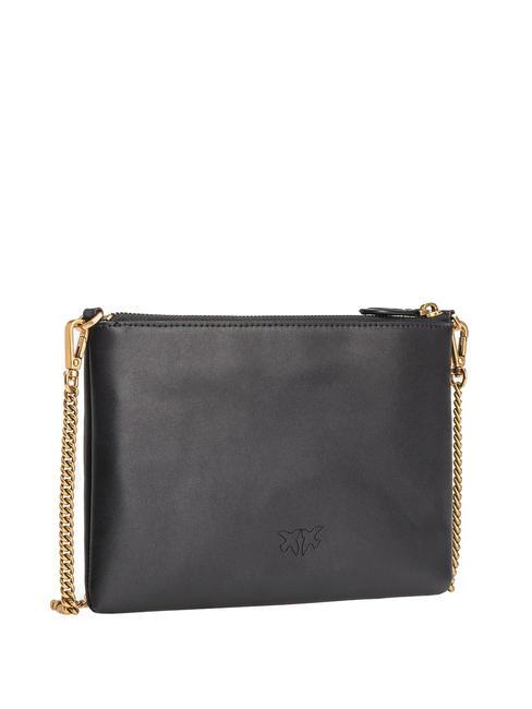 FLAT CLASSIC Clutch bag with chain shoulder strap black-antique gold - Women’s Bags