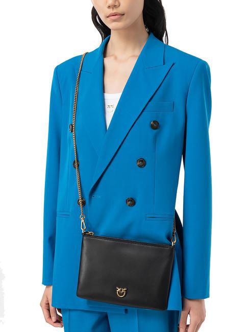 FLAT CLASSIC Clutch bag with chain shoulder strap black-antique gold - Women’s Bags