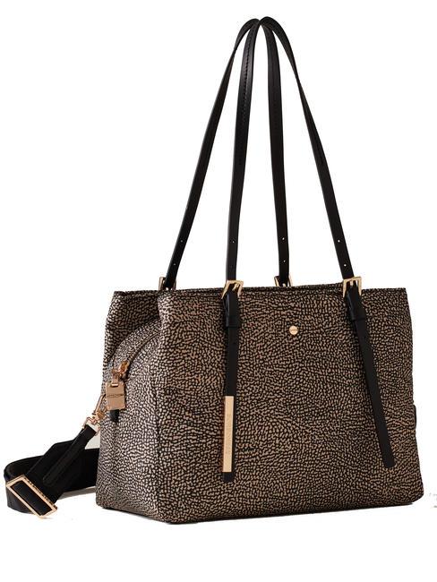 L'ECOLE NYLON Shoulder shopper, with shoulder strap OP / NATURAL / BLACK - Women&rsquo;s Bags