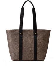 BORBONESE SHOPPER MEDIUM ECO LINE Shopping Bag OP / NATURAL / BLACK - Women’s Bags - 3