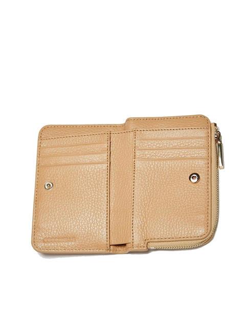 METALLIC SOFT Small wallet in textured leather fresh beige - Women&rsquo;s Wallets