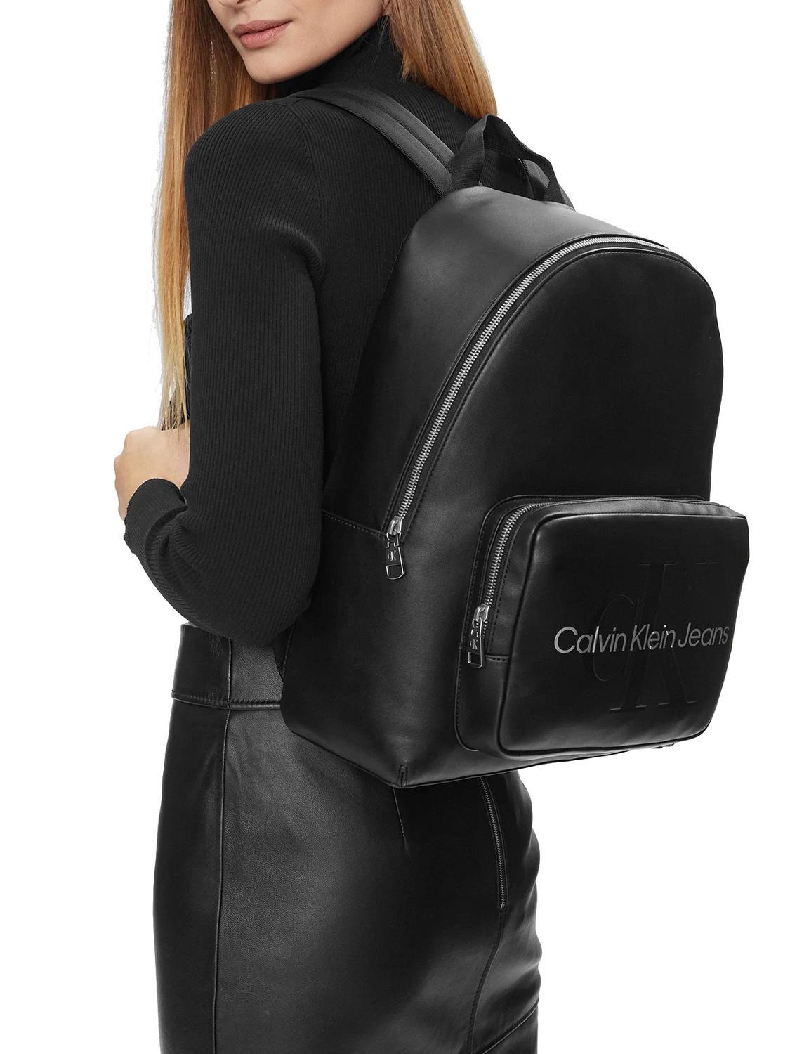 Calvin Klein Sculpted Campus Mono Backpack Black/Metallic Logo