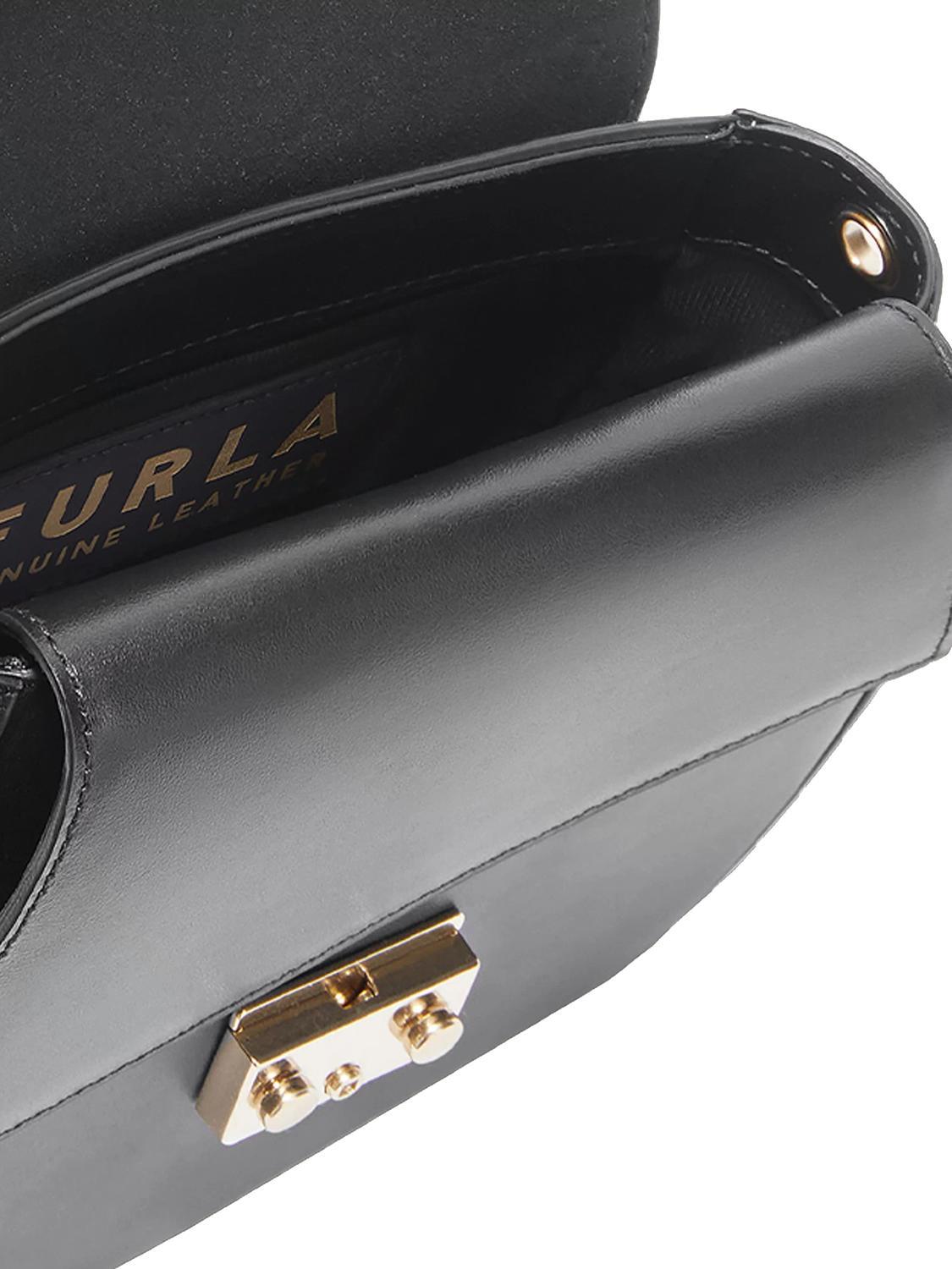 Furla Metropolis Prisma Leather Shoulder Bag Black Buy At Outlet