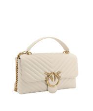 PINKO CLASSIC LADY LOVE BAG chevron bag silk white-antique gold - Women’s Bags - 2