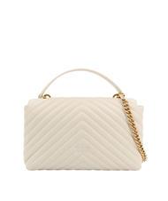 PINKO CLASSIC LADY LOVE BAG chevron bag silk white-antique gold - Women’s Bags - 3