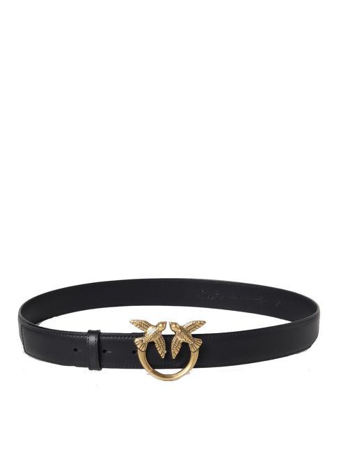 LOVE BERRY Leather belt black-antique gold - Belts
