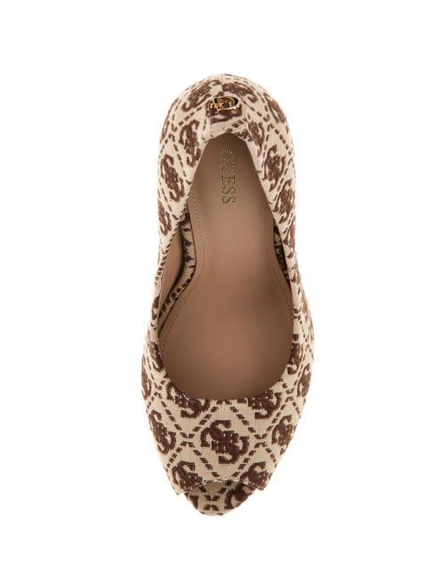 BLANCHI3 Open toe jacquard décolleté dark beige - Women’s shoes