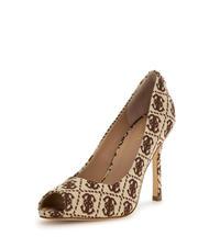 GUESS BLANCHI3 Open toe jacquard d&eacute;collet&eacute; dark beige - Women&rsquo;s shoes - 3