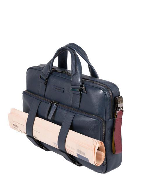 MODUS RESTYLING Leather briefcase for pc 14 " blue - Work Briefcases
