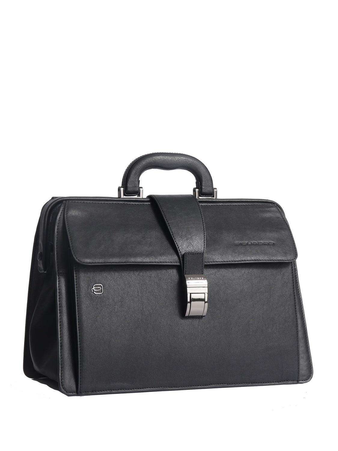Piquadro Black Square Doctor Bag In Leather 13 Pc Holder Black Buy At Outlet Prices