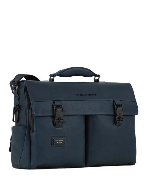 HARPER 15.6" laptop briefcase, in leather blue - Work Briefcases
