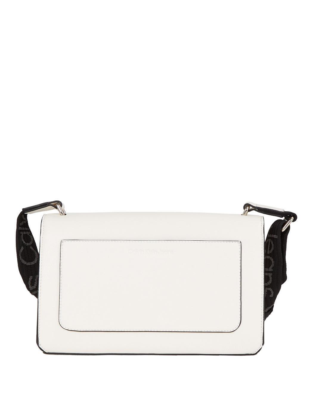 Calvin Klein Ck Jeans Ultralight Shoulder Bag With Flap Ck White 