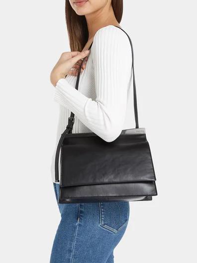 Calvin Klein Metal Edge Shoulder Bag With Flap Ckblack - Buy At  