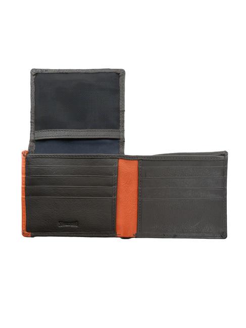 STRIPE Leather wallet with flap brown/orange - Men’s Wallets