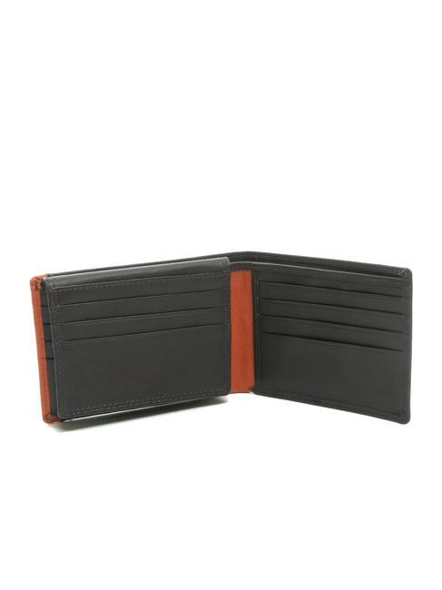 STRIPE Leather wallet with flap brown/orange - Men’s Wallets