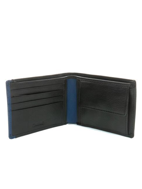 STRIPE Leather wallet with coin purse black/navy - Men’s Wallets