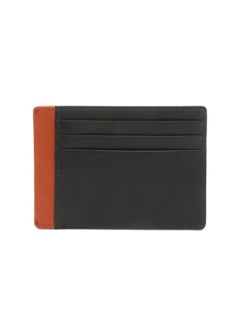 STRIPE Leather credit card holder brown/orange - Men&rsquo;s Wallets