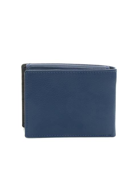 STRIPE Leather wallet with flap navy/brown - Men’s Wallets