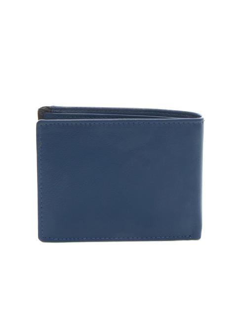 STRIPE Leather wallet with coin purse navy/brown - Men&rsquo;s Wallets