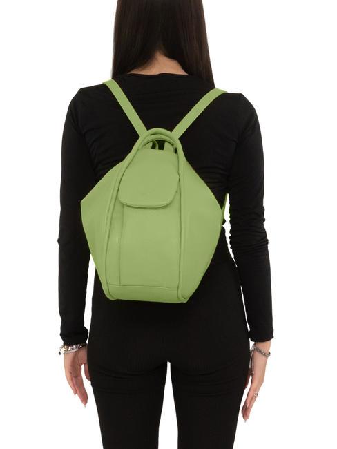 TRIO Hammered leather backpack green apple - Women’s Bags
