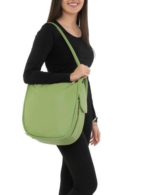 TRIO Hammered leather backpack green apple - Women’s Bags