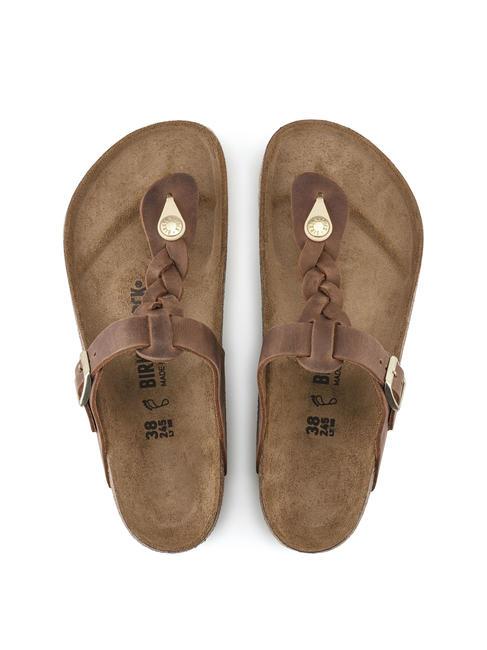 GIZEH Leather flip-flops cognac - Unisex shoes