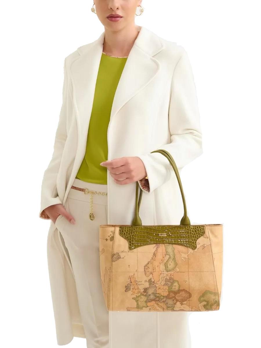Alviero Martini Prima Classe Geo Exotic Shoulder Shopper Olive