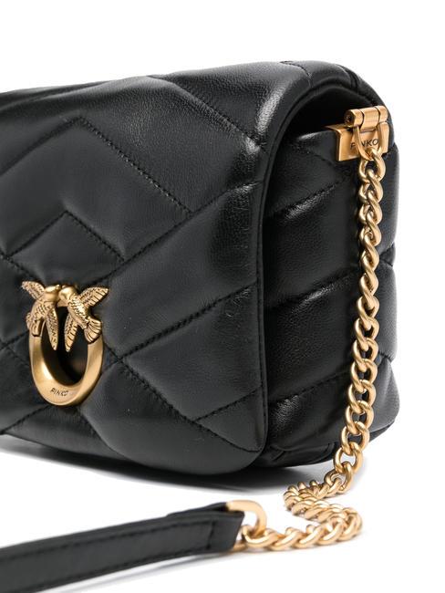 LOVE CLICK PUFF Mini quilted leather bag black-antique gold - Women’s Bags