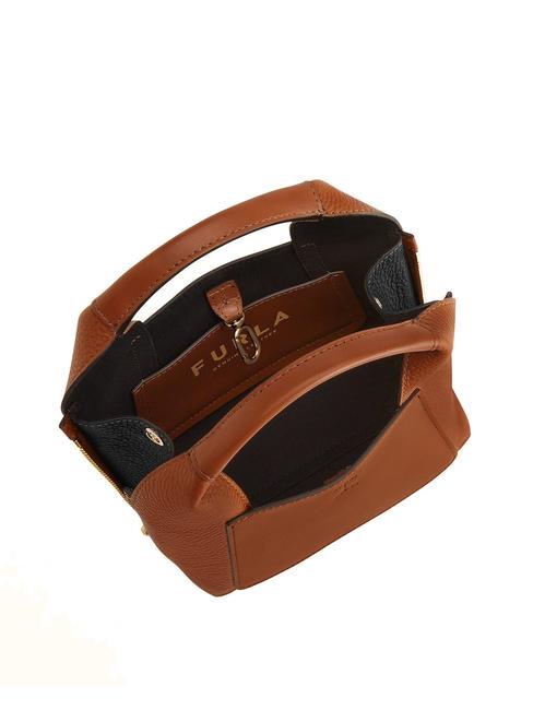 GILDA Leather mini bags with shoulder strap cognac / black - Women&rsquo;s Bags