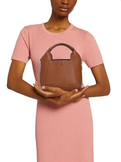 GILDA Leather mini bags with shoulder strap cognac / black - Women&rsquo;s Bags