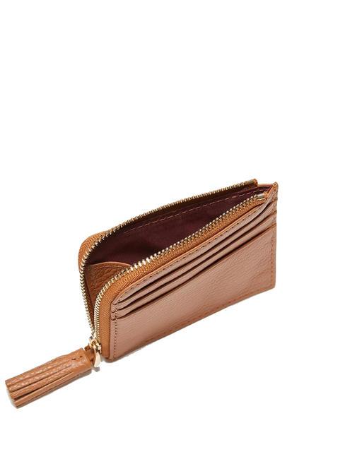 TASSEL Card holder with zip in hammered leather CUIR - Women&rsquo;s Wallets