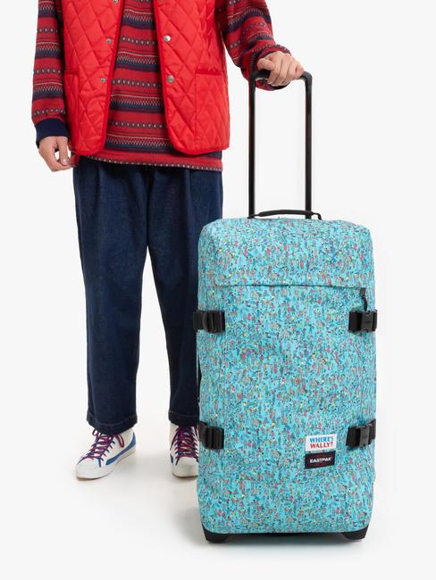 TRANVERZ M Medium trolley wally pattern blue - Semi-rigid Trolley Cases