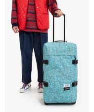 EASTPAK TRANVERZ M Medium trolley wally pattern blue - Semi-rigid Trolley Cases - 7